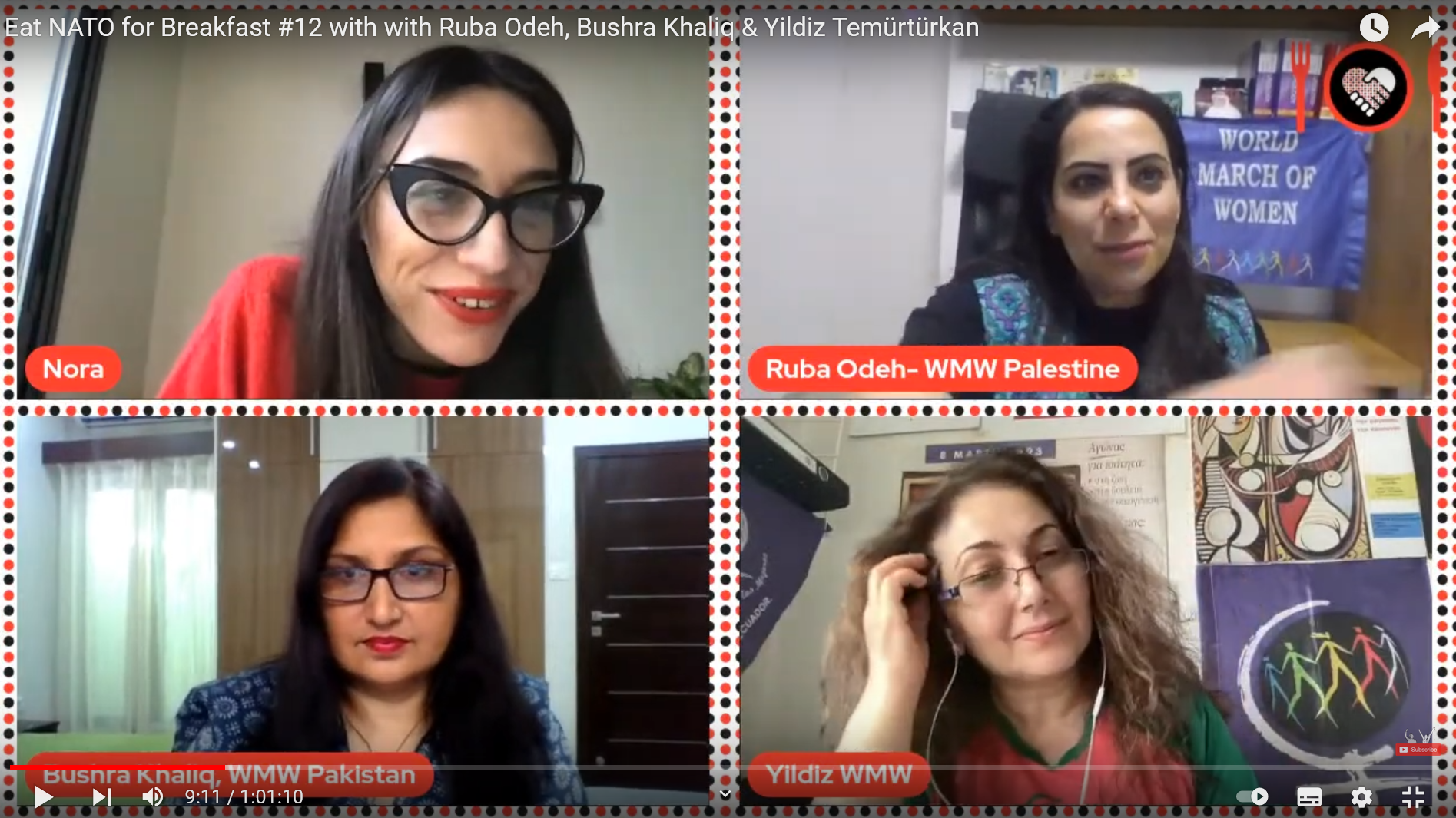 24 de abril - La MMM en el programa Eat NATO for Breakfast con Ruba Odeh, Bushra Khaliq y Yildiz Temürtürkan